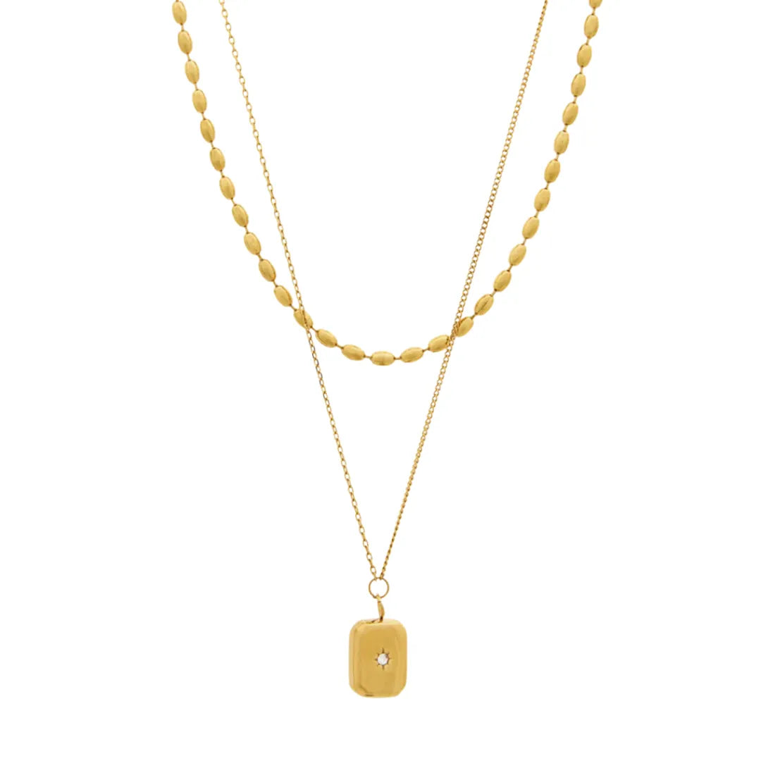 Collar Doble Milano con Acabado en Oro de 18K