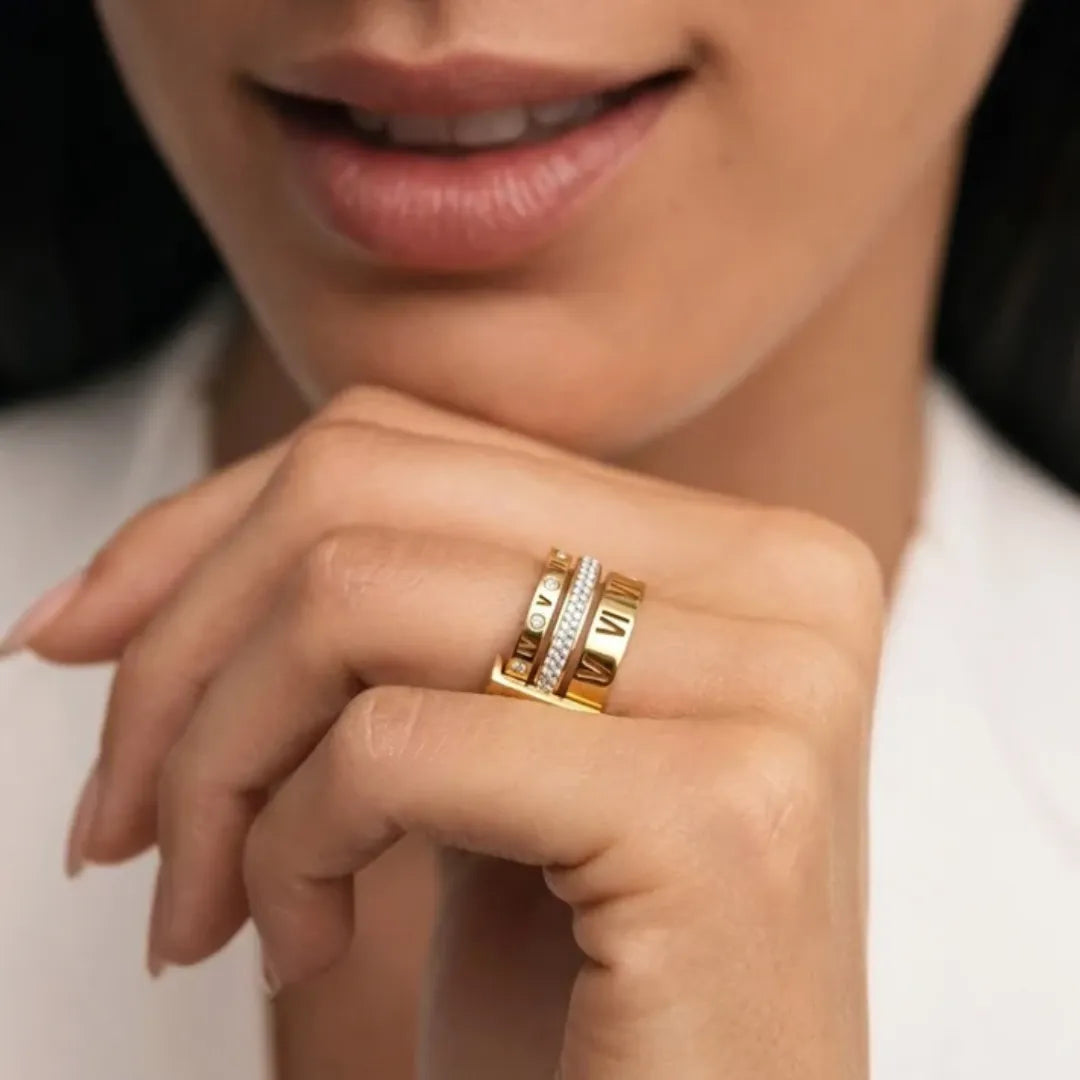 Anillo Triple Kialle con Acabado en Oro de 18K