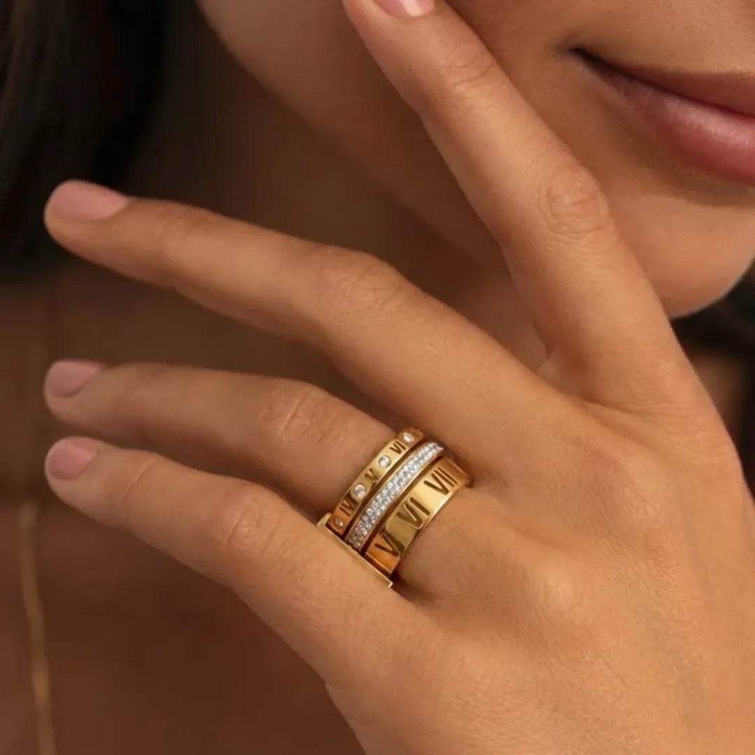 Anillo Triple Kialle con Acabado en Oro de 18K
