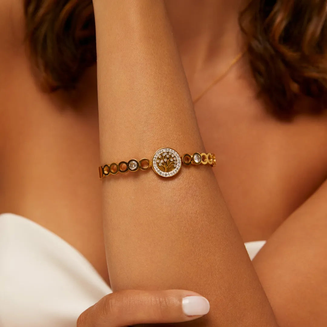 Pulsera Árbol de la Vida Bañada en Oro 18k