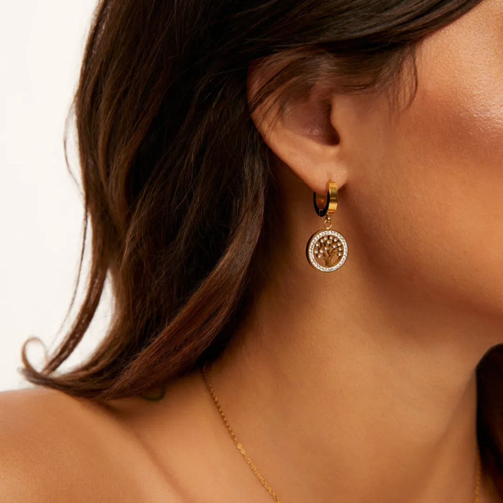 Aretes Árbol de la Vida Bañados en Oro 18k