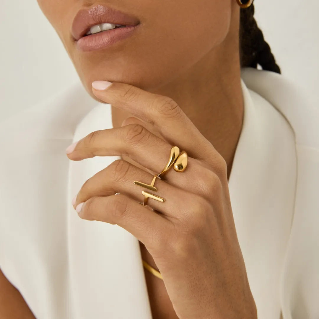 Anillo Perla Ajustable Bañado en Oro 18k
