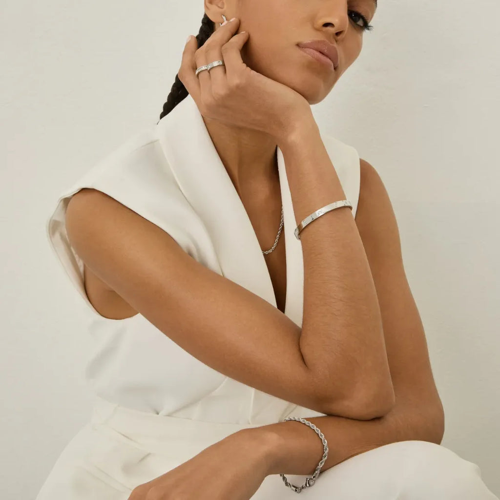 Brazalete Glamour con Piedras - Plata