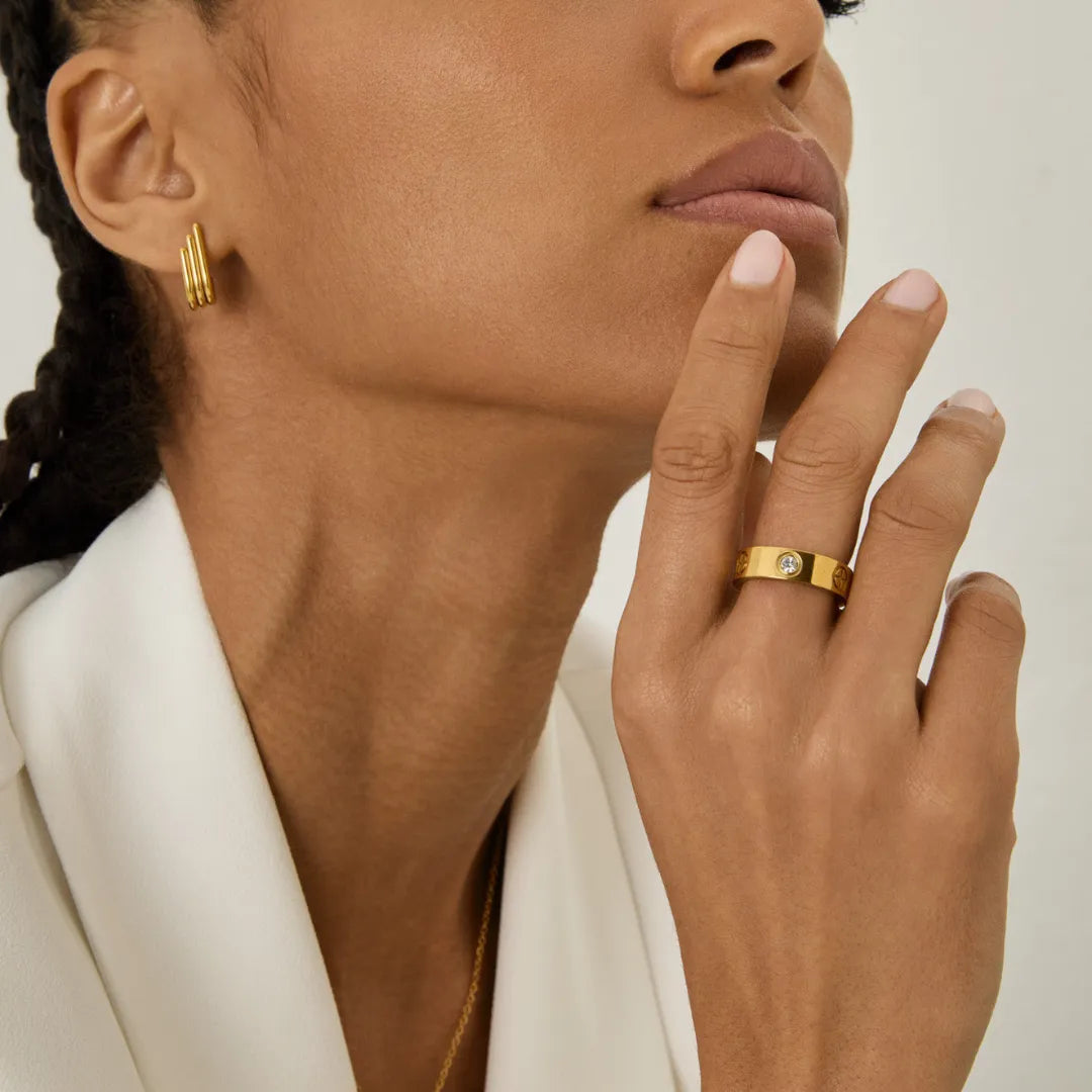 Anillo Glamour Bañado en Oro 18k