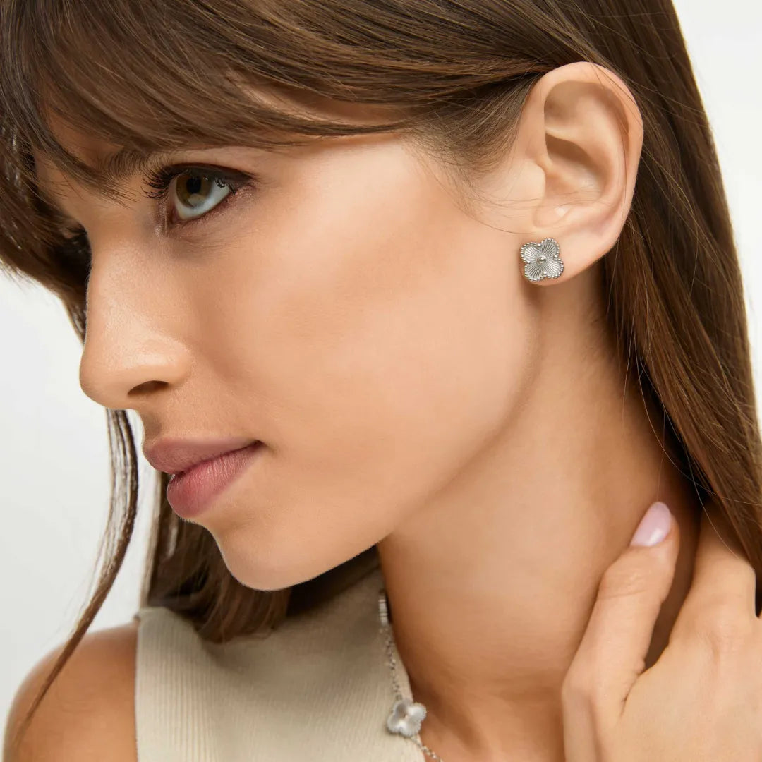 Aretes de Trébol Plateados