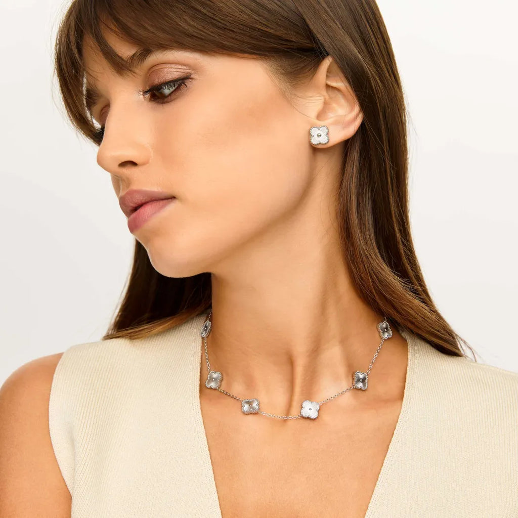 Aretes de Trébol Plateados