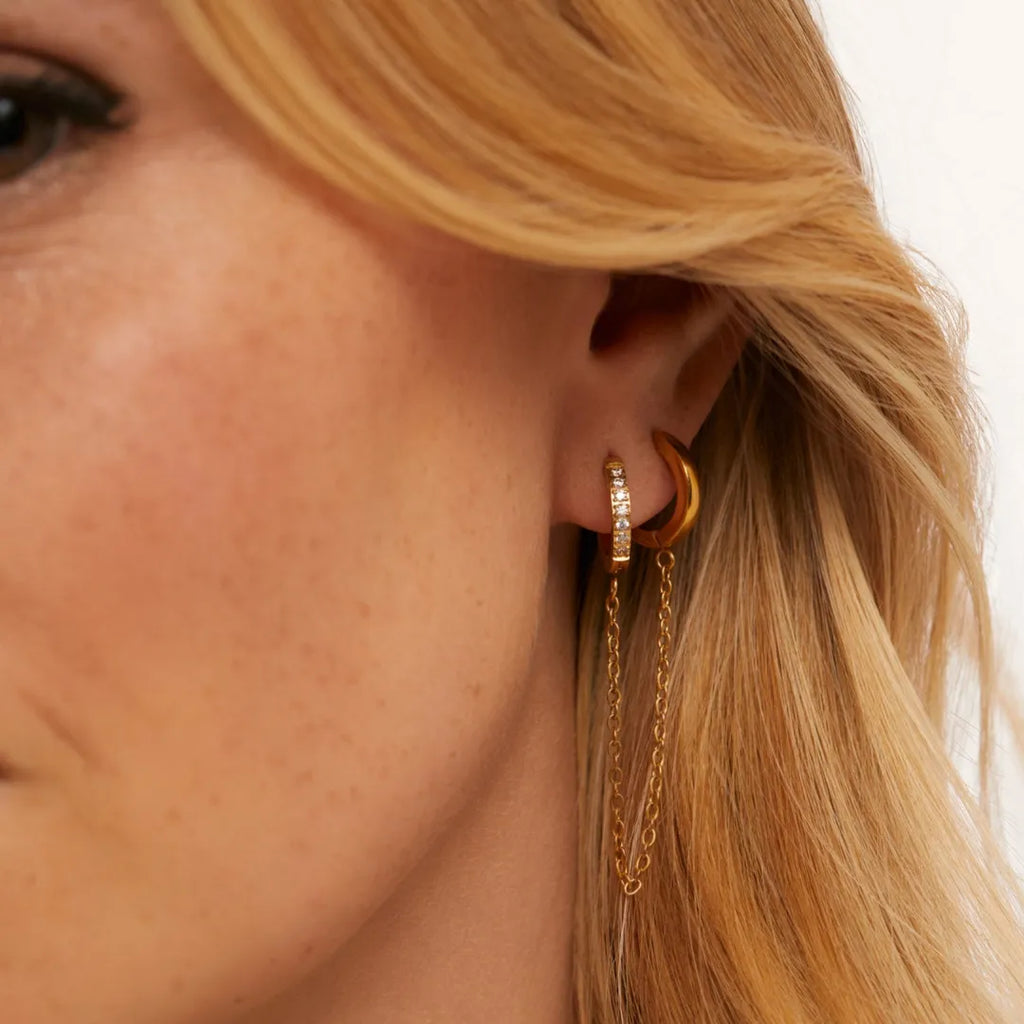 Aretes Julia 2 Perforaciones Bañados en Oro 18k