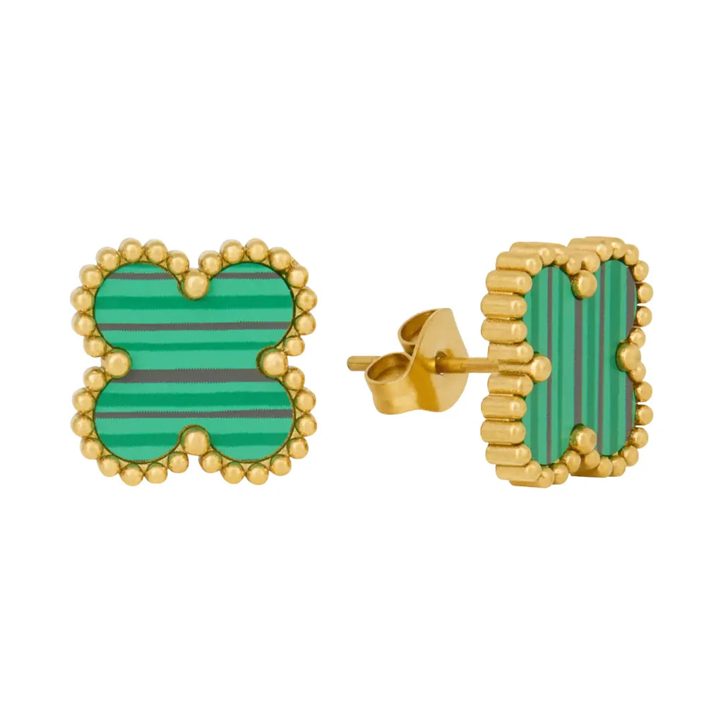 Aretes Trébol Bañados en Oro de 18K