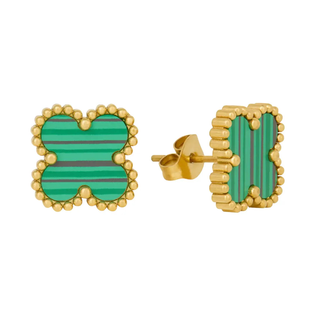 Aretes Trébol Bañados en Oro de 18K