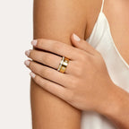Anillo Celeste Bañado en Oro 18k