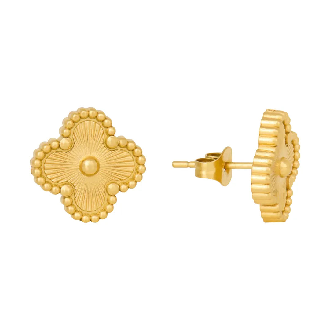 Aretes Trébol Bañados en Oro de 18K