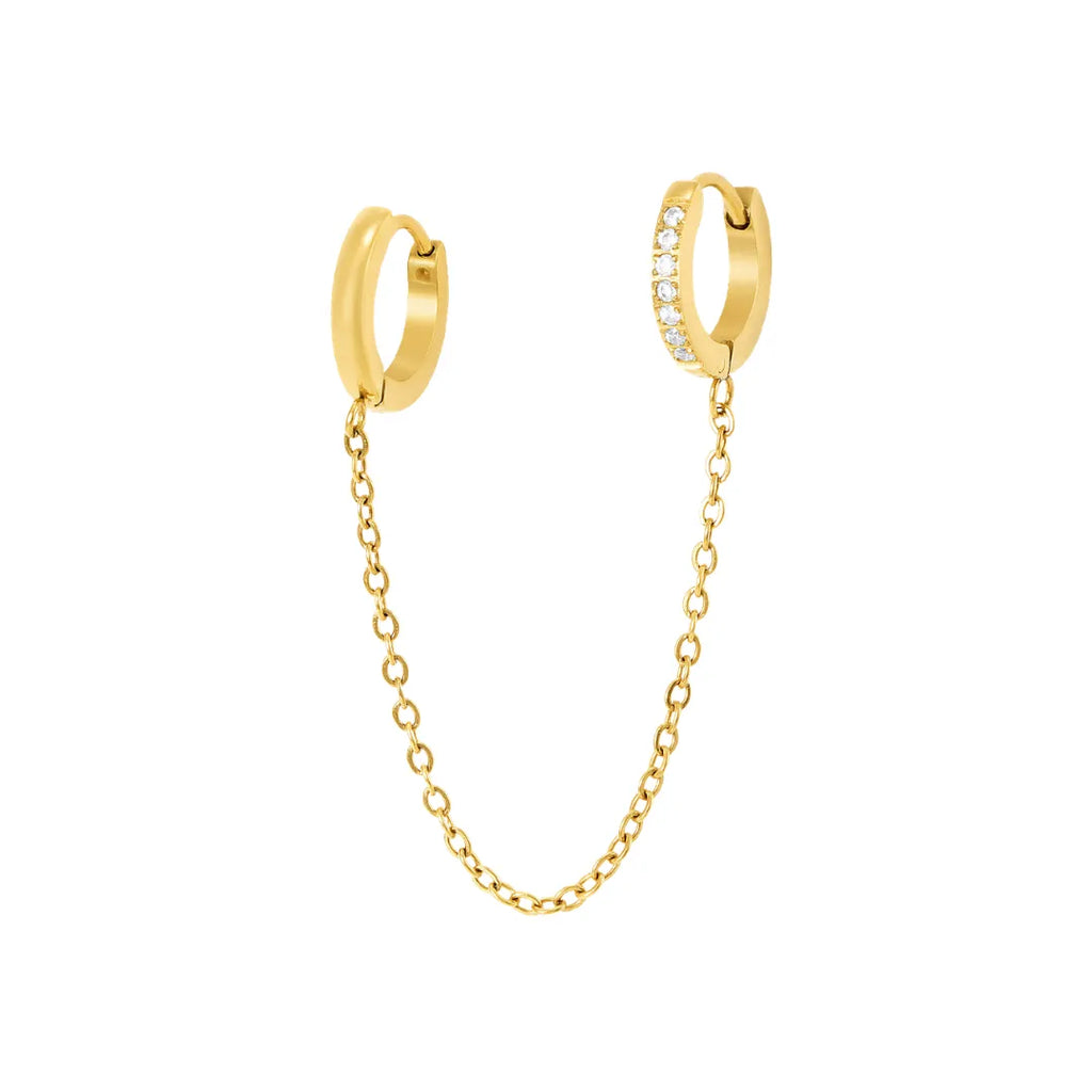 Aretes Julia 2 Perforaciones Bañados en Oro 18k