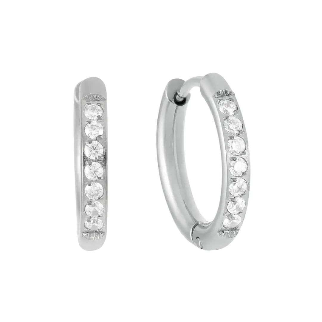 Aretes de Aro con Piedras Brillantes - Plata