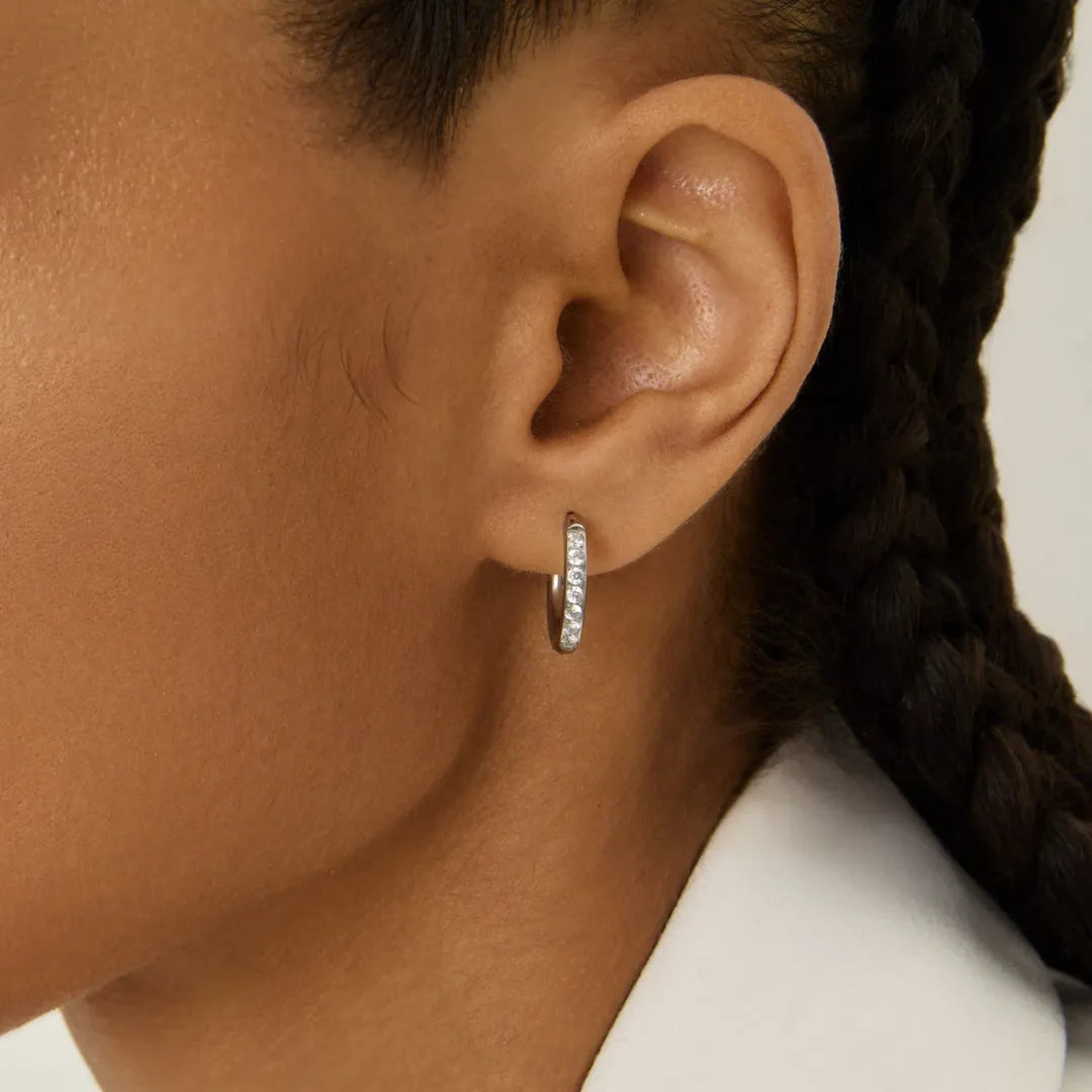 Aretes de Aro con Piedras Brillantes - Plata